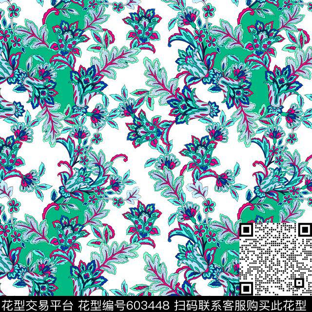 花卉民族花卉传统印花华亿平台下载（图片编号: 603448） - 瓦栏（Walan）