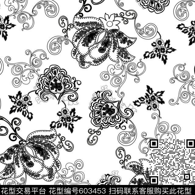 花卉传统印花华亿平台下载（图片编号: 603453） - 瓦栏（Walan）