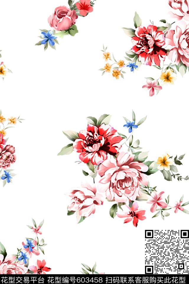 花卉传统印花华亿平台下载（图片编号: 603458） - 瓦栏（Walan）