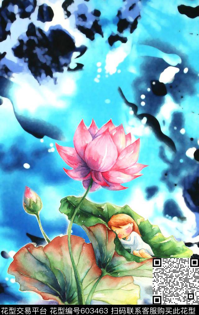 定位山水画中国风数码印花华亿平台下载（图片编号: 603463） - 瓦栏（Walan）