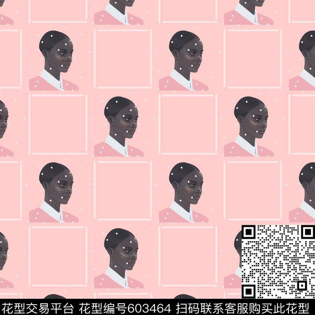 人头人像波点方格数码印花华亿平台下载（图片编号: 603464） - 瓦栏（Walan）