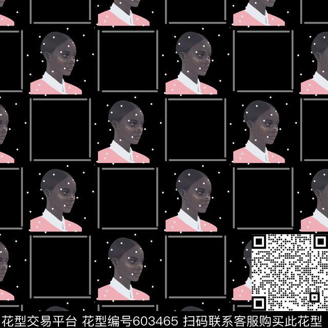 人头人像波点方格数码印花华亿平台下载（图片编号: 603465） - 瓦栏（Walan）