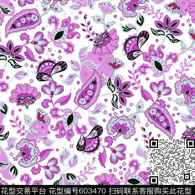 花卉传统印花华亿平台下载（图片编号: 603470） - 瓦栏（Walan）