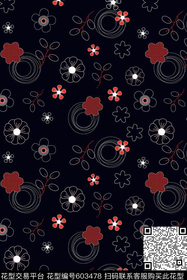 花卉传统印花华亿平台下载（图片编号: 603478） - 瓦栏（Walan）