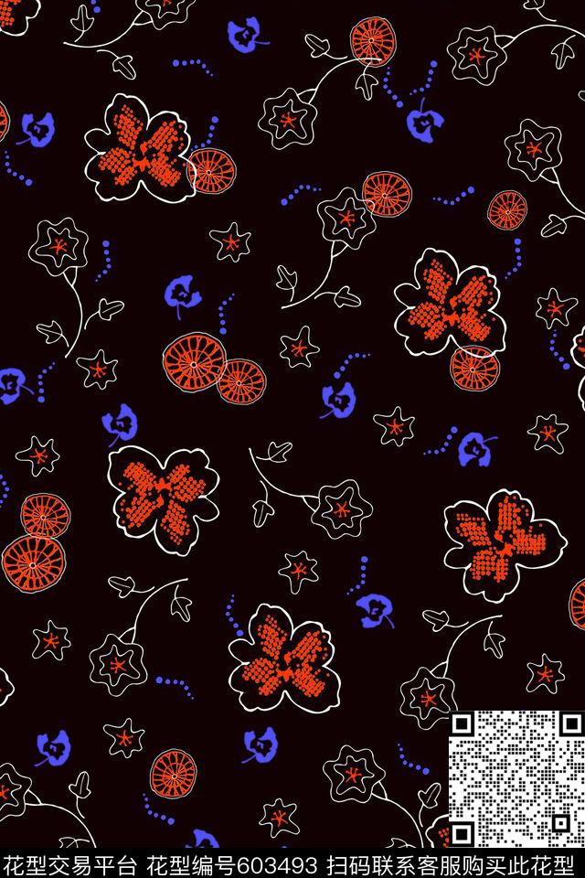 花卉传统印花华亿平台下载（图片编号: 603493） - 瓦栏（Walan）