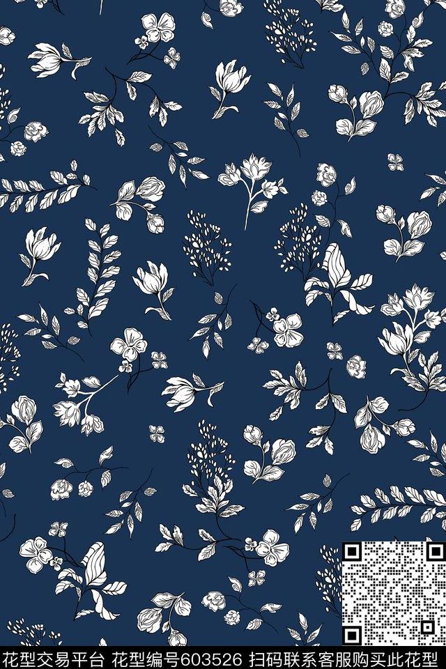 花卉传统印花华亿平台下载（图片编号: 603526） - 瓦栏（Walan）