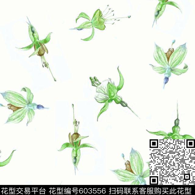 手绘花卉彩铅花朵女装小碎花传统印花华亿平台下载（图片编号: 603556） - 瓦栏（Walan）