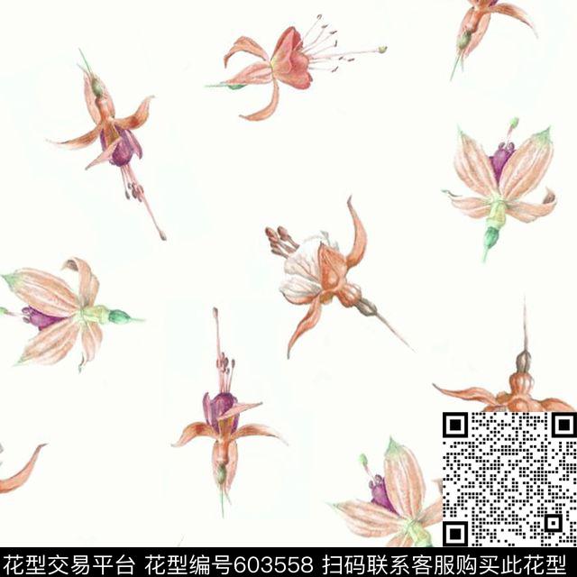 手绘花卉彩铅花朵女装小碎花传统印花华亿平台下载（图片编号: 603558） - 瓦栏（Walan）