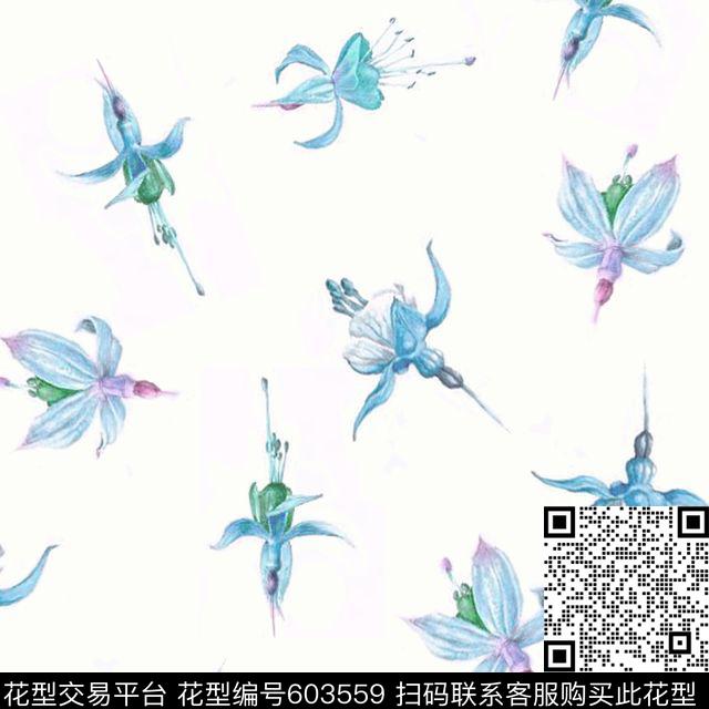 手绘花卉彩铅花朵女装小碎花传统印花华亿平台下载（图片编号: 603559） - 瓦栏（Walan）