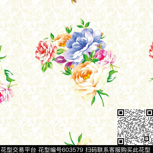 玫瑰丝绸泳装传统印花华亿平台下载（图片编号: 603579） - 瓦栏（Walan）