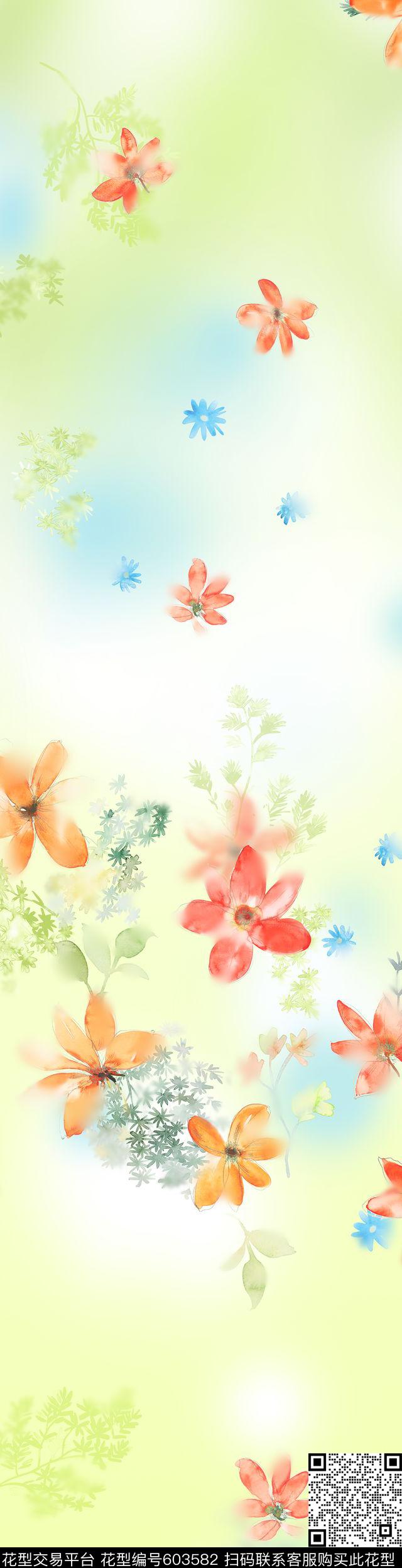 天丝花卉水墨底韵数码印花华亿平台下载（图片编号: 603582） - 瓦栏（Walan）