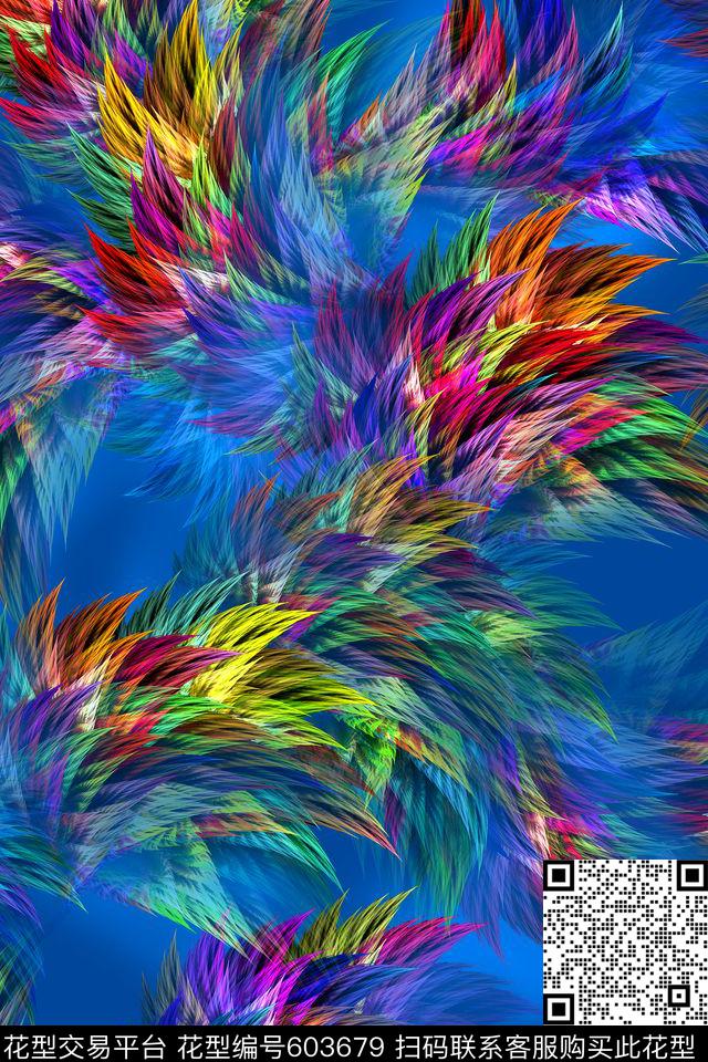抽象分形羽毛数码印花华亿平台下载（图片编号: 603679） - 瓦栏（Walan）