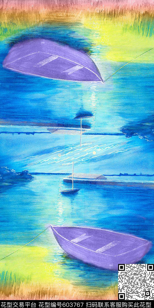 长巾丝巾围巾长巾抽像油画肌理数码印花华亿平台下载（图片编号: 603767） - 瓦栏（Walan）