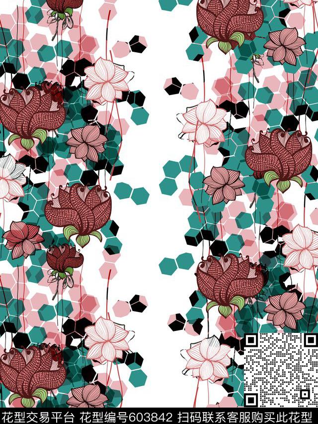 现代趣味风格华亿平台荷花数码印花华亿平台下载（图片编号: 603842） - 瓦栏（Walan）