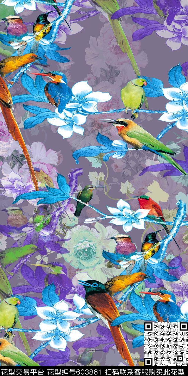 情迷中国风花鸟数码印花华亿平台下载（图片编号: 603861） - 瓦栏（Walan）