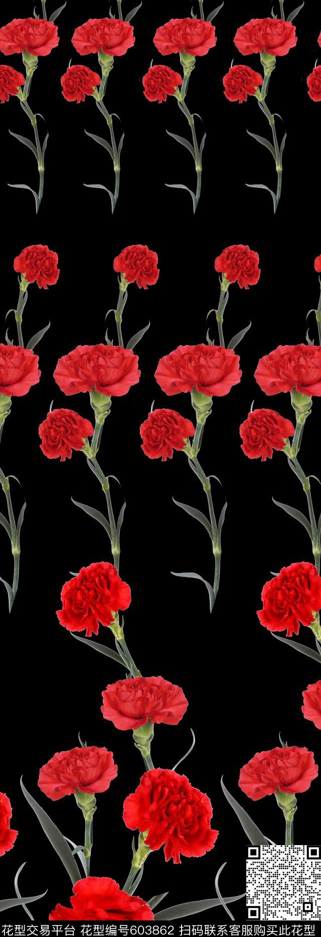 康乃馨大气波点数码印花华亿平台下载（图片编号: 603862） - 瓦栏（Walan）