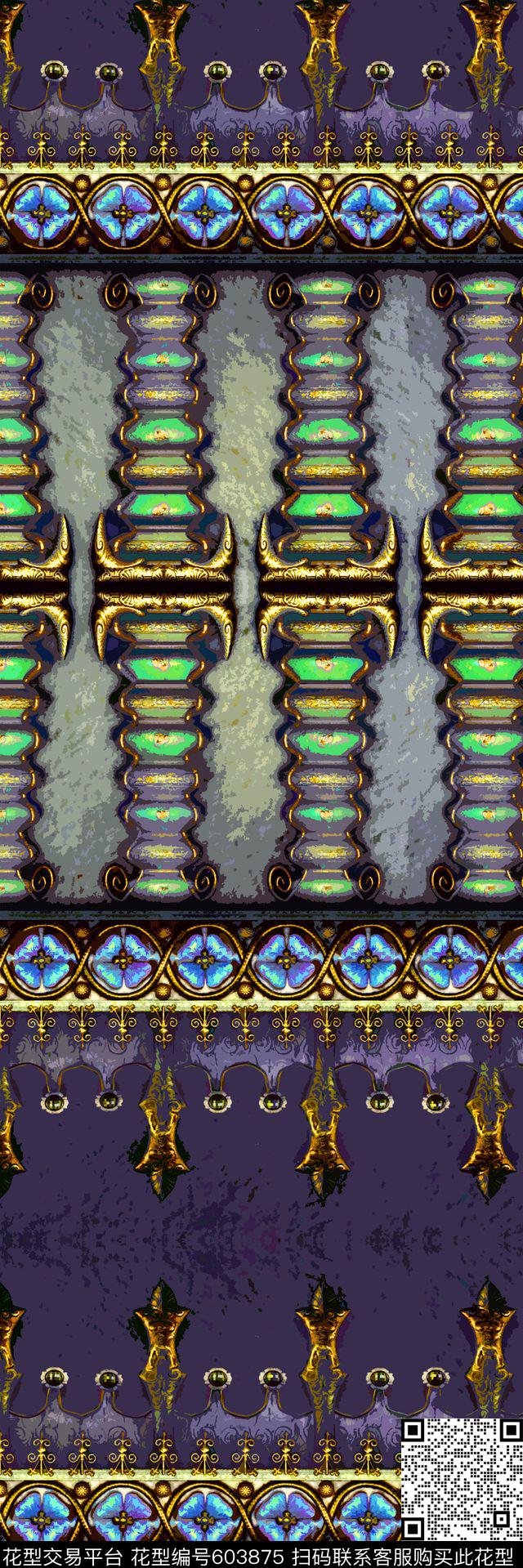 手绘几何民族风数码印花华亿平台下载（图片编号: 603875） - 瓦栏（Walan）