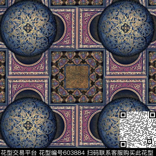 满版几何民族风数码印花华亿平台下载（图片编号: 603884） - 瓦栏（Walan）