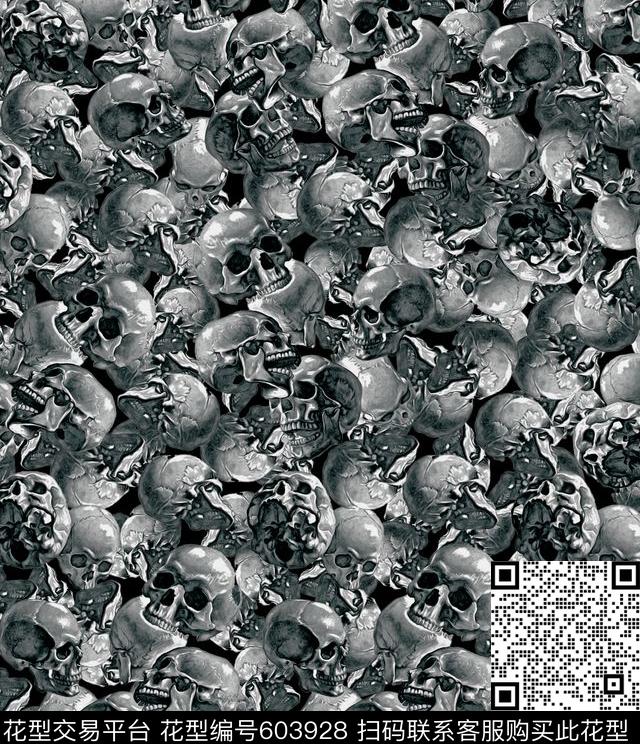 骷髅头潮牌大牌数码印花华亿平台下载（图片编号: 603928） - 瓦栏（Walan）