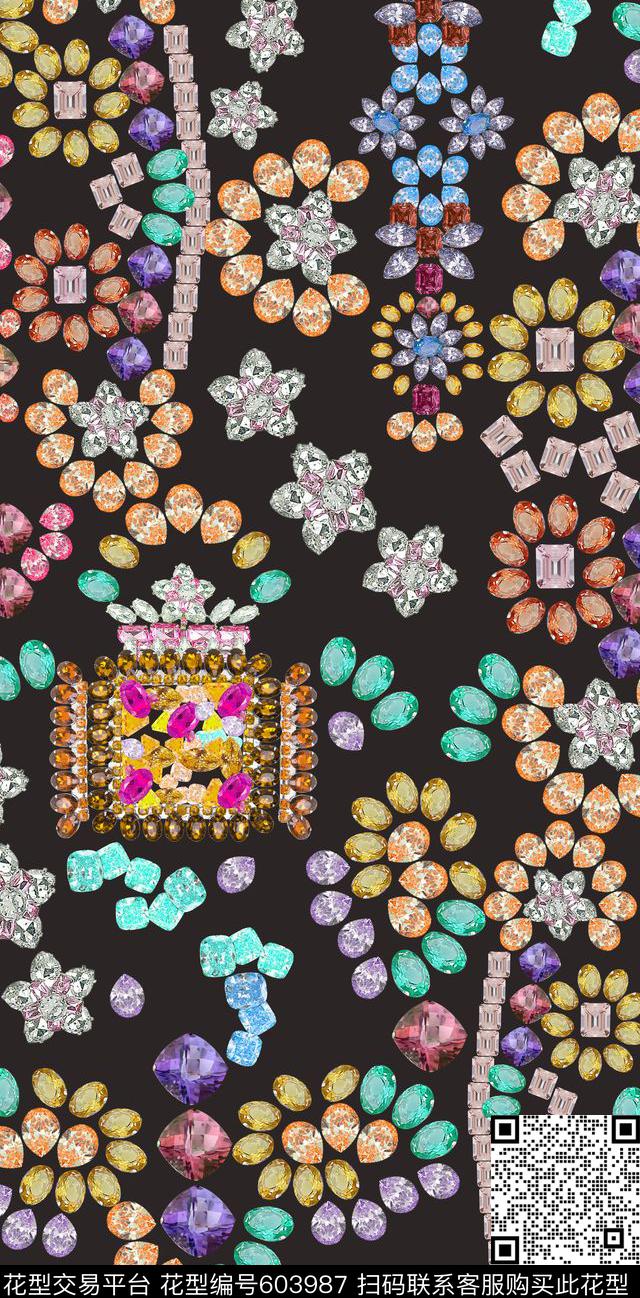 时装。饱满钻石满版数码印花华亿平台下载（图片编号: 603987） - 瓦栏（Walan）