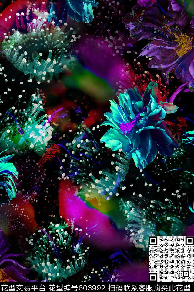 中老年。海底大花饱满数码印花华亿平台下载（图片编号: 603992） - 瓦栏（Walan）