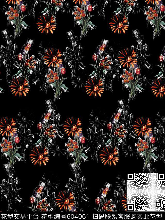 花朵女装玫瑰数码印花华亿平台下载（图片编号: 604061） - 瓦栏（Walan）