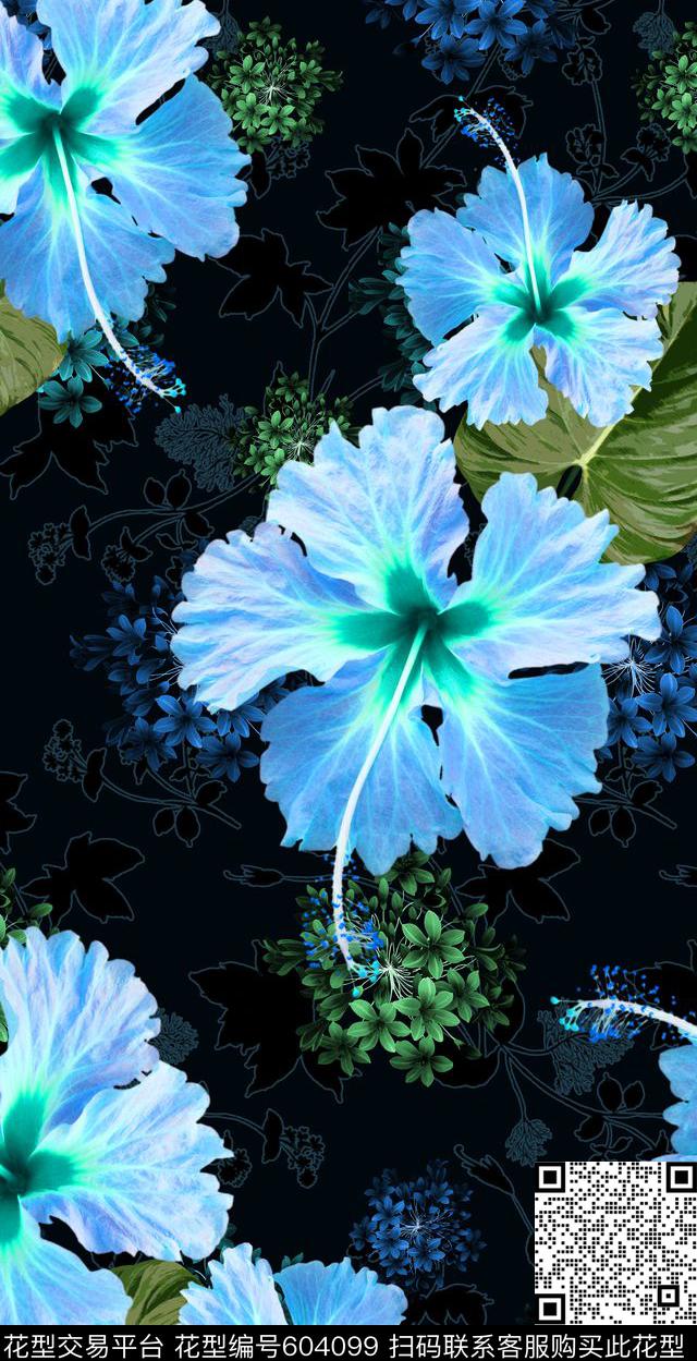 MAX-热带风情手绘暗纹底纹数码印花华亿平台下载（图片编号: 604099） - 瓦栏（Walan）