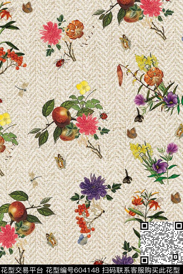 花卉写真手绘花卉水彩花卉数码印花华亿平台下载（图片编号: 604148） - 瓦栏（Walan）