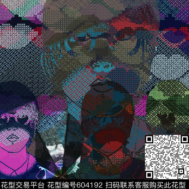 点阵结合波普手绘达达主义空虚破碎概念时尚另类摇滚电子迷幻摩登数码印花华亿平台下载（图片编号: 604192） - 瓦栏（Walan）