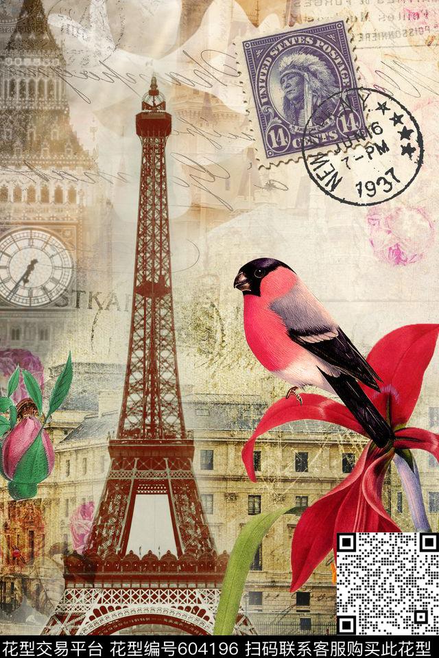 鸟钟花卉数码印花华亿平台下载（图片编号: 604196） - 瓦栏（Walan）