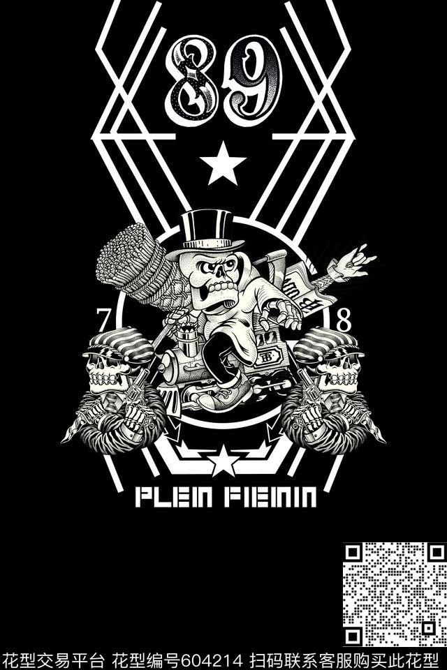 朋克几何黑白传统印花华亿平台下载（图片编号: 604214） - 瓦栏（Walan）