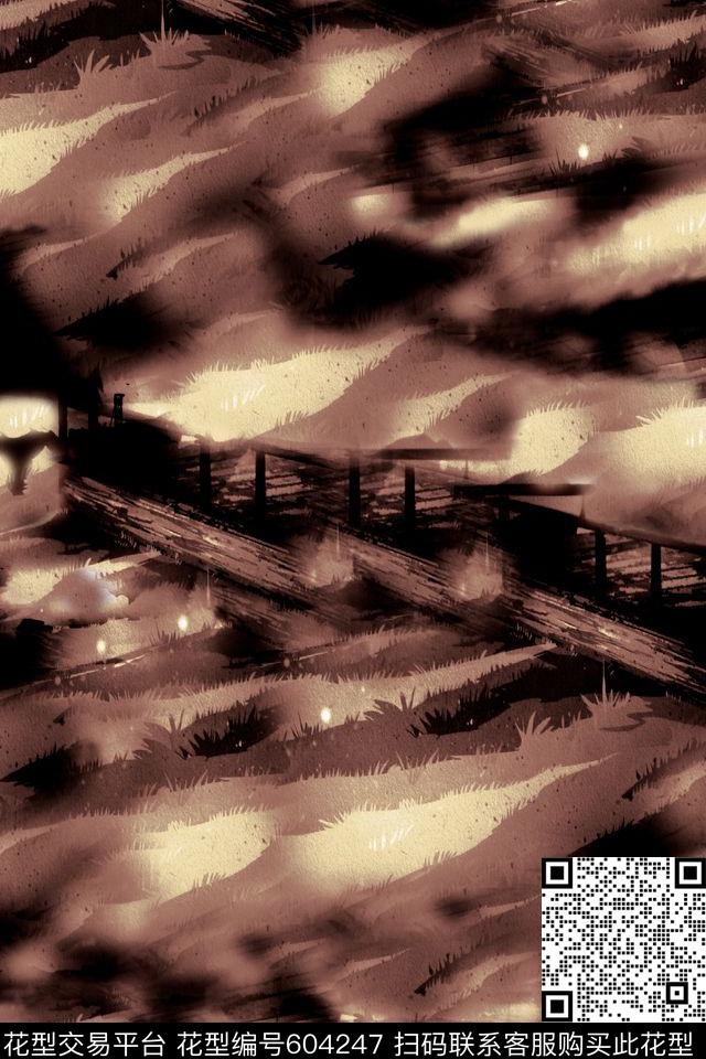 山石纹理男装手绘数码印花华亿平台下载（图片编号: 604247） - 瓦栏（Walan）