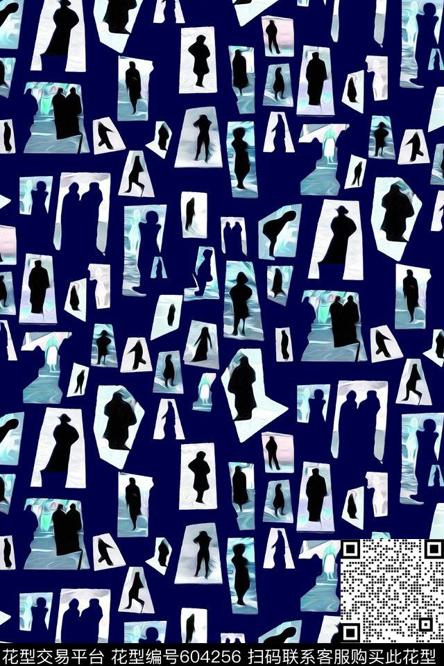 照片底片人物暗影几何数码印花华亿平台下载（图片编号: 604256） - 瓦栏（Walan）