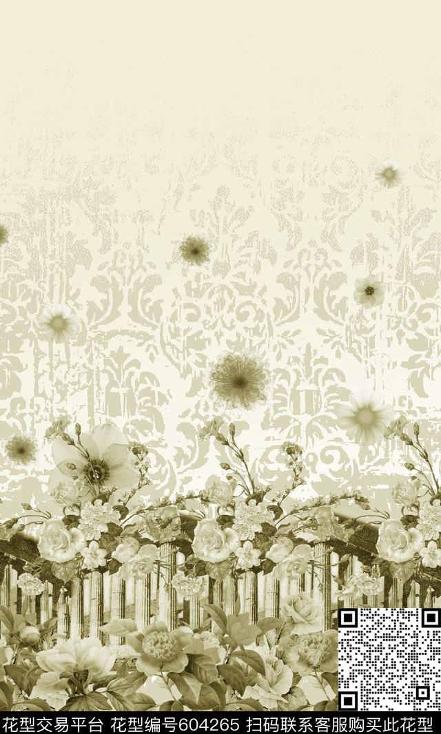 欧式建筑波西米亚卷草纹数码印花华亿平台下载（图片编号: 604265） - 瓦栏（Walan）