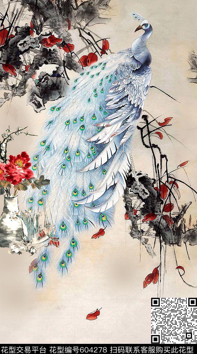 花鸟工笔画民族风数码印花华亿平台下载（图片编号: 604278） - 瓦栏（Walan）