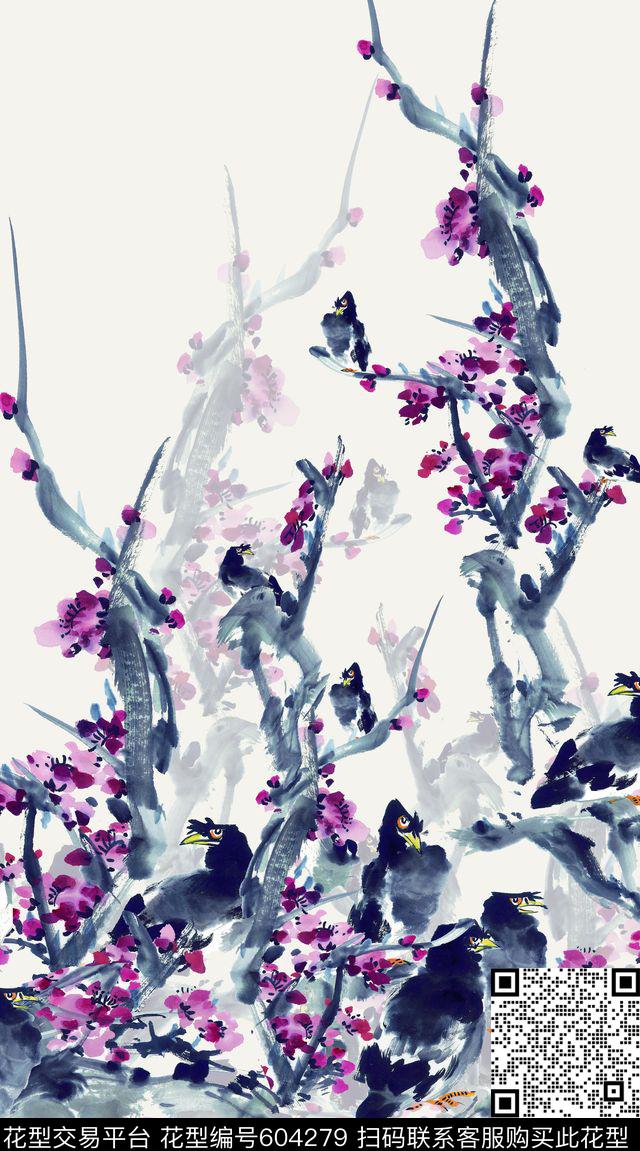 花鸟工笔画山水画数码印花华亿平台下载（图片编号: 604279） - 瓦栏（Walan）