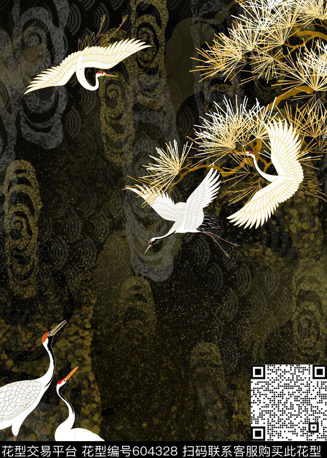 仙鹤动物数码印花华亿平台下载（图片编号: 604328） - 瓦栏（Walan）