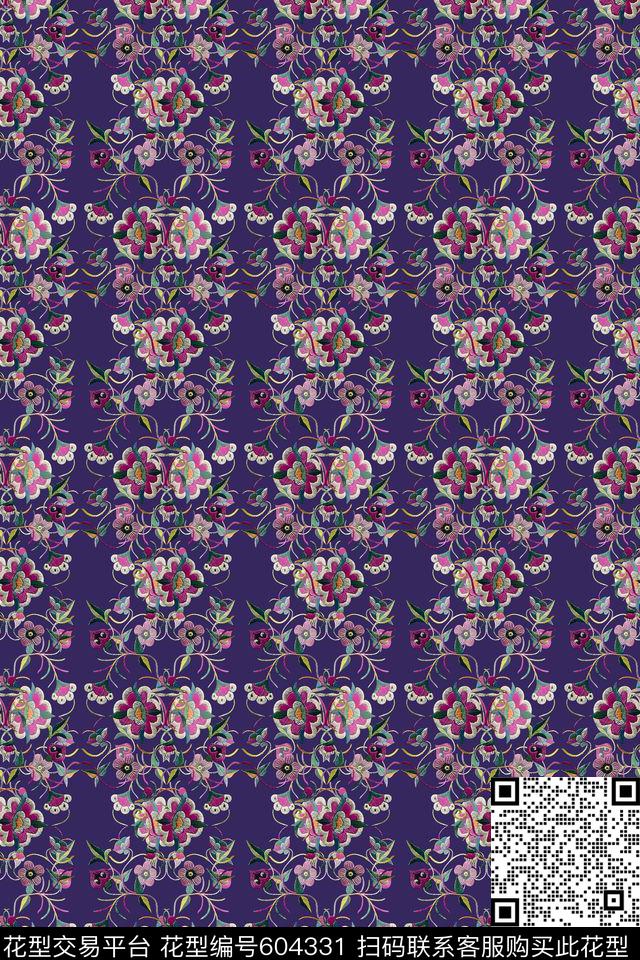 多色可选风格花卉中国风数码印花华亿平台下载（图片编号: 604331） - 瓦栏（Walan）