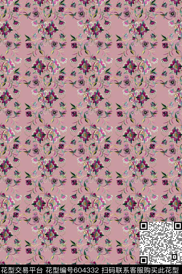 多色可选风格花卉中国风数码印花华亿平台下载（图片编号: 604332） - 瓦栏（Walan）