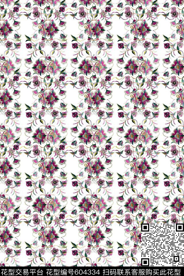 多色可选风格花卉中国风数码印花华亿平台下载（图片编号: 604334） - 瓦栏（Walan）