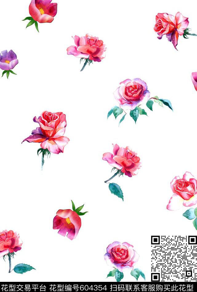 雏菊莲花花卉数码印花华亿平台下载（图片编号: 604354） - 瓦栏（Walan）