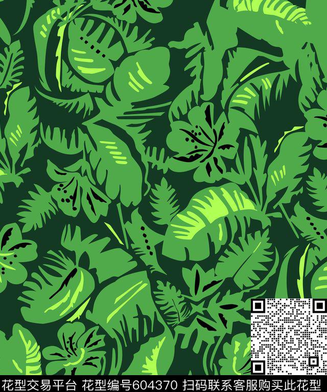 热带男装叶子。传统印花华亿平台下载（图片编号: 604370） - 瓦栏（Walan）