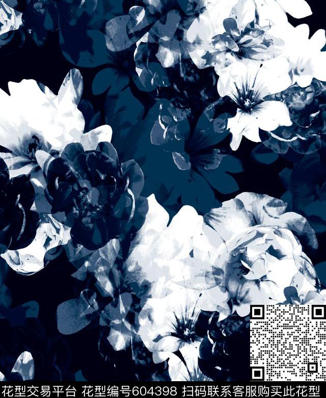 欧美黑底单色数码印花华亿平台下载（图片编号: 604398） - 瓦栏（Walan）