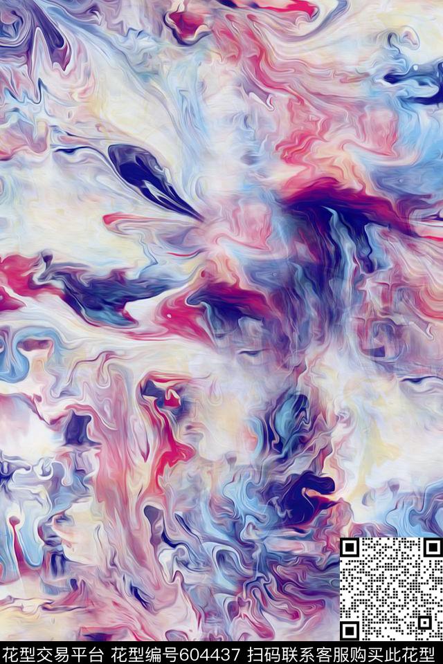 抽象油画肌理数码印花华亿平台下载（图片编号: 604437） - 瓦栏（Walan）