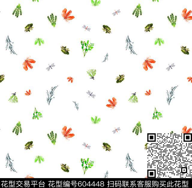 童装热带叶子花。手绘数码印花华亿平台下载（图片编号: 604448） - 瓦栏（Walan）