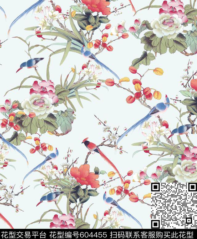 女装花卉中国风兰花数码印花华亿平台下载（图片编号: 604455） - 瓦栏（Walan）