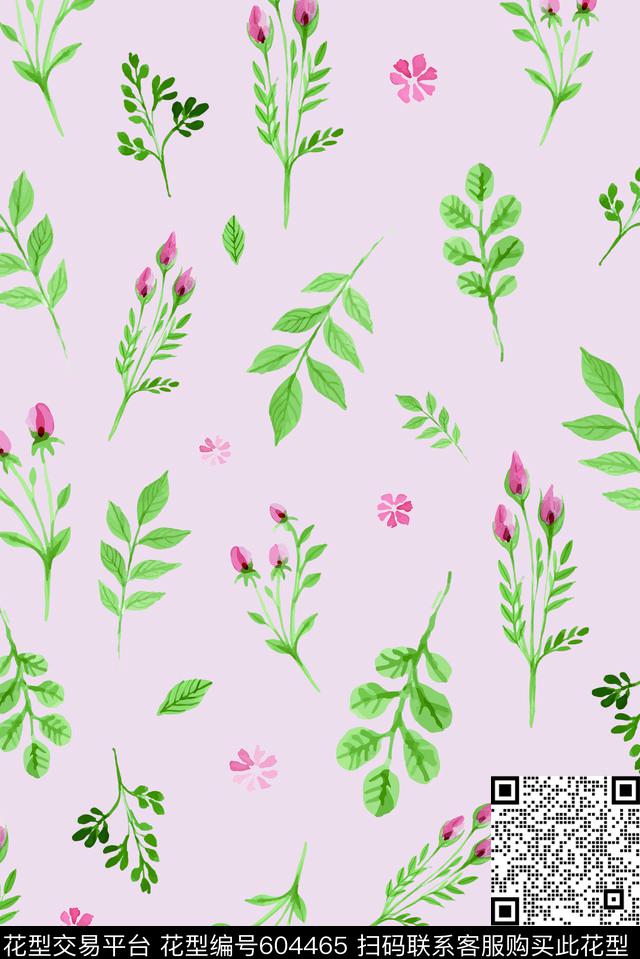 花小清新淡雅数码印花华亿平台下载（图片编号: 604465） - 瓦栏（Walan）