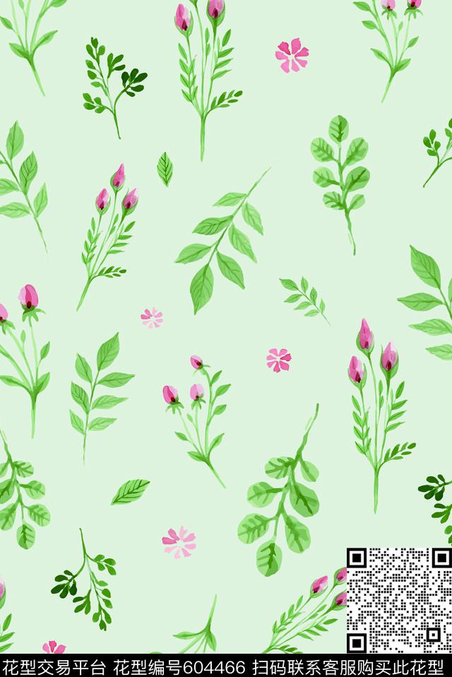 花小清新淡雅数码印花华亿平台下载（图片编号: 604466） - 瓦栏（Walan）
