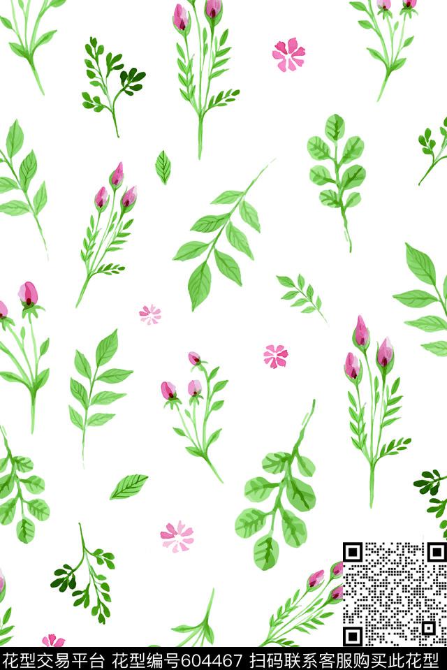 花小清新淡雅数码印花华亿平台下载（图片编号: 604467） - 瓦栏（Walan）