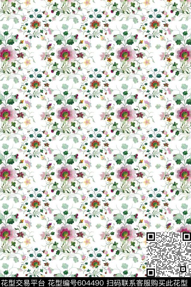 刺绣风格花卉多色可选数码印花华亿平台下载（图片编号: 604490） - 瓦栏（Walan）